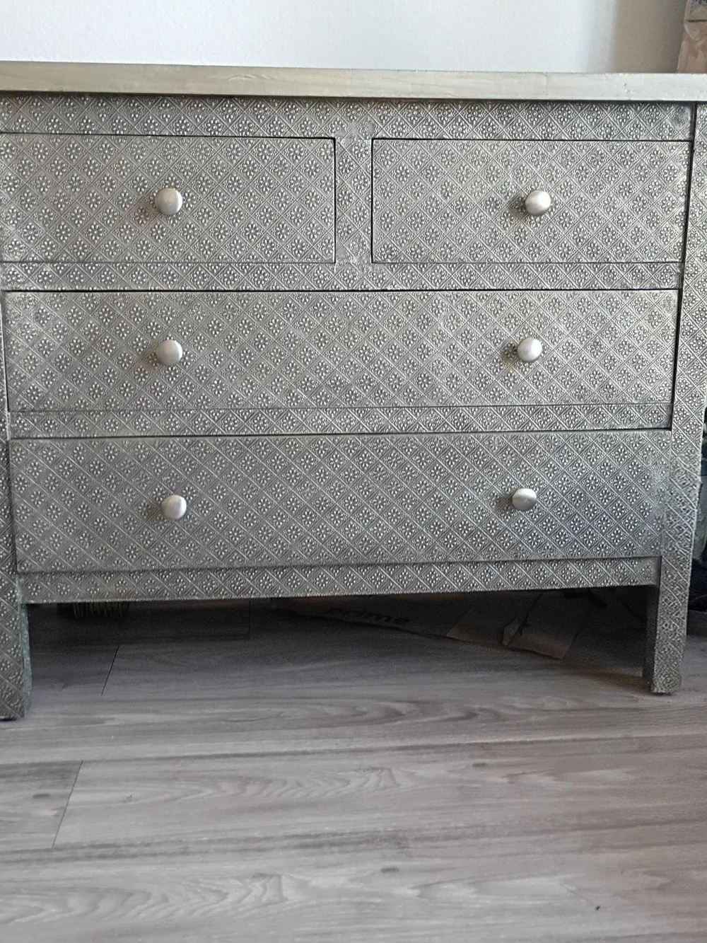 Silver Embossed 3-Drawer Dresser